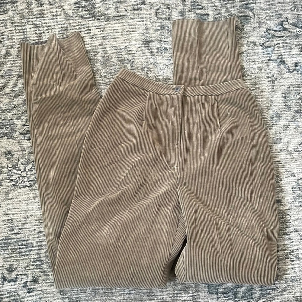 NWOT Corduroy brown tan pants Ann freedberg vintage size 8 high waisted